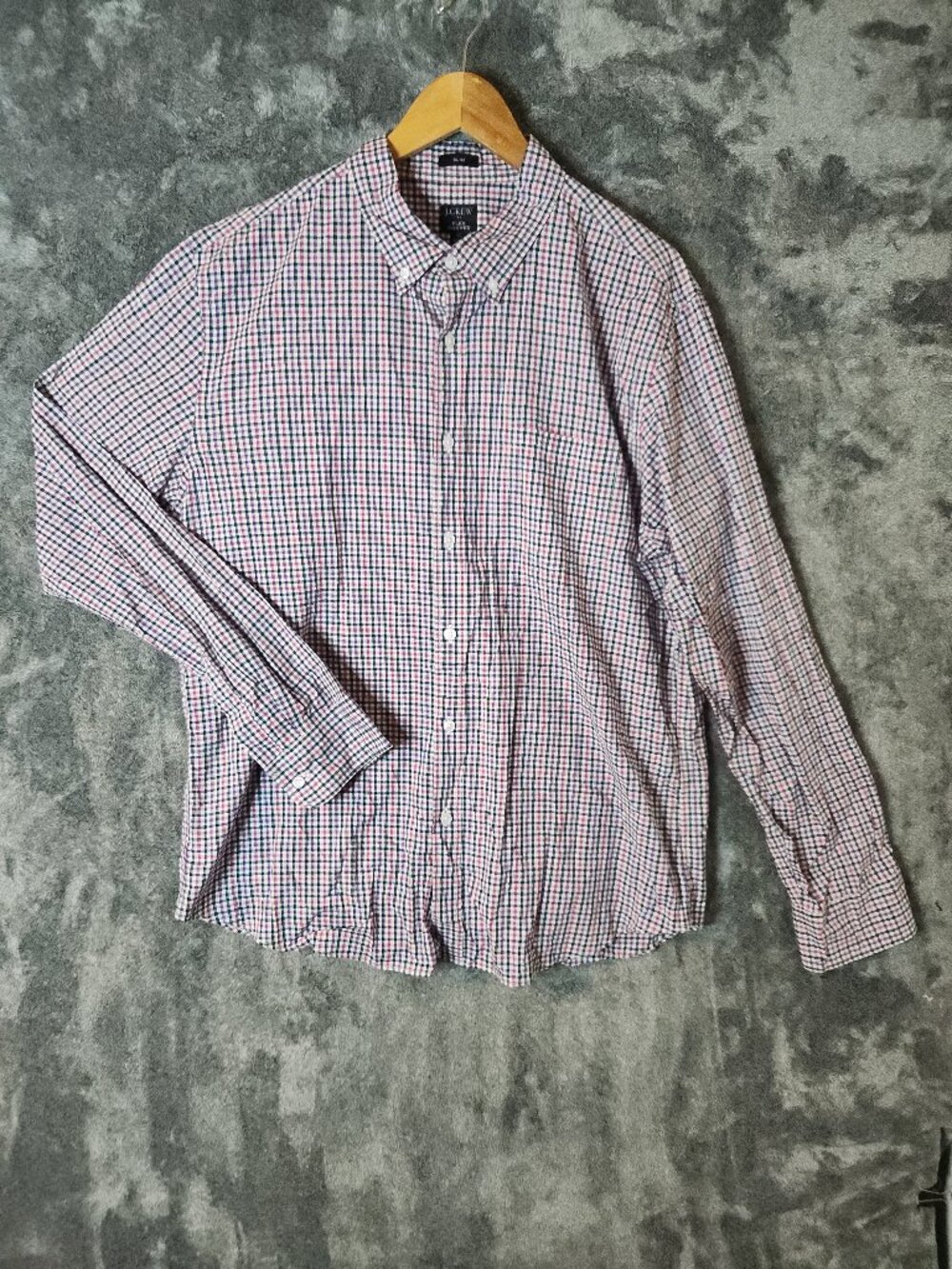 Mens J.Crew Slim Plaid Long Sleeve Button-Down Shirt Size XL Gingham Flex EUC